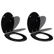 Toilet Seats with Soft Close Lids 2 pcs MDF Black vidaXL