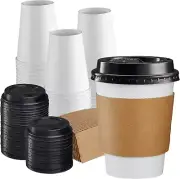 [12 oz. - 100 Sets Disposable Coffee Cups with Lids and sleeves -To Go Paper Hot