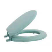 Vinyl Round Soft Adjustable Hinges Toilet Seat and Close Lid Set, Light Green