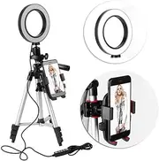 Selfie Ring Light Phone Holder Tripod Phone Stand for Live Streaming Dimmable Brightness Flexible