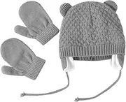 [VALICLUD] 1 Set Beanie Warm Knit Cap Wool Girl Protection Hats Earflaps Fleece Winter Hat with Mittens Hat and Gloves Babies for Boy Cotton