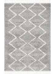 Saffia Silver Zigzag Plush Boho Rug