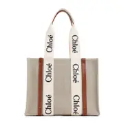 [Chloe] Chloe-White Brown Woody Bag-Donna OS