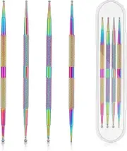 Jeffdad 4-Piece Dotting Pen Set, Professional Stainless Steel Rhinestone Nail Art Dotting Tools Dual-Ended Rhinestone Picker, Multiple Sizes Nail Design Tool Dotting Pen for Nail DIY Decoration