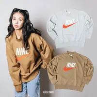 在飛比找蝦皮商城優惠-NIKE CREW 土棕色 灰色 大LOGO 刺繡 重磅 高