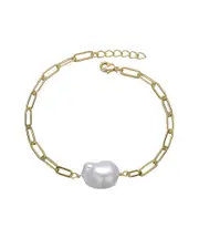 Genevive 14K Over Silver 2.5-5mm Pearl Statement Bracelet