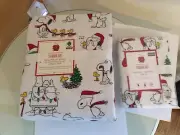 Snoopy Pottery barn Peanuts TWIN Sheet SET Disney+Sham Holiday Party Christmas