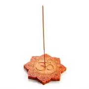 Incense Burner Spiritual Cone Stick Holder Orange Om Flat