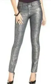 Else Women's Jeans Leopard Print Metallic Coated Skinny Jeans Size 26 X 31 NWT