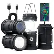 4PCS LED Camping Lanterns Portable Solar Rechargeable Lights COB Ultra Bright