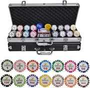 TX GIRL Texas Hold'em Poker Chips Set with Metal Box Aluminum Case/Box/Suitcase 14g/pc Gold Crown Clay Casino 100/200/300/400/500PCS/SET (Color : 400pcs Black Box)