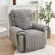 1/2/3 Seater Recliner Sofa Cover Flannel Plush Armchair Sofa Cover Non-Slip Relax Lazy Boy Chair Slipcovers Home Decor grey 116x190cm
