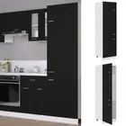 Wooden Kitchen Refrigerator Cabinet Shelf Storage Cupboard Black 60x57x207cm