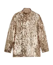 Gucci High Neck Sequin Shirt IT52,IT54 Nude