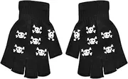 [Generic] Skeleton Cycling Gloves | Children Halloween Skeleton Mittens | Half Finger Gloves for Cycling | Warm Halloween Skull Mittens for Running, Exercising, Hiking, Outdoor