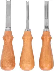 Leather Tool Set, Edge Beveller, French Beveller, 3 Pcs Leather Edger Kit, Professional Trimming Tools with Comfortable Wooden Handle for DIY Leather Crafting