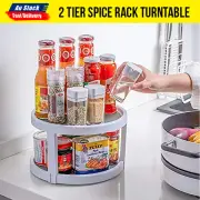 Round Spice Jar Holder Tray With 2 Layers Kitchen Storage Rack AU STOCK