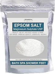 Zenvista Meditech Epsom Crystal Bath Salt,Pain Relief Salt,Foot Relax, For Relax Muscle,Body Aching and Pain Relief, 500 gm
