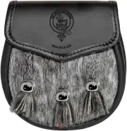 MacAllan Semi Dress Sporran Fur Plain Leather Flap Scottish Clan Crest