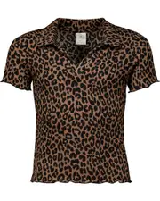 Girls Textured Knit Polo Top