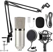 zolyet Professional BM700 Condenser Microphone Sound Microphone Mic KTV Singing Studio Kit Silver Silver