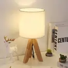 Small Cute Desk, Nightstand Lamp with Fabric Shade Tripod Base for Kids, Office,