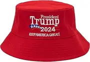 [Dohia] Trump 2024 Bucket Hat for Men Women Donald Trump MAGA hat Make America Great Again Hat 3D Embroidery MAGA Baseball Caps ST4-TMPMZ Red, Red, One Size