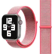 For Apple Watch Series 8,41-mm Case,Nylon Watch Band,Fastener,Pink Light