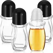CALLARON 4Pcs Refillable Glass Roller Bottles for Essential Oils Travel Friendly Empty Containers with Tight Seal for Perfume and Cosmetics Compact Design for