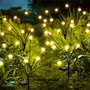 CLORA 2PCS Solar Firefly Garden Lights 10LED Outdoor Decor Landscape Pathway Patio Warm White