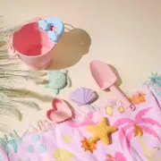 Silicone 7 piece Pink Beach Bucket Set [KIDLBEACHB24B]