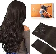 DOORES Hair Extensions Clip in Human Hair, Dark Brown 9pcs 150g 18 Inch, Clip in Hair Extensions Real Human Hair Remy Straight Real Hair Extensions Natural Thick Natural Hair Extensions