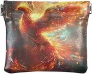 [YXYZRMY] Fire Phoenix Fly Sky PU Leather Squeeze Coin Purse, Coin Pouch Change Holder for Women Men, Mini Portable Cosmetic Bags for Women, Multi-colored, one size, Multi-style, Multi-colored, one size