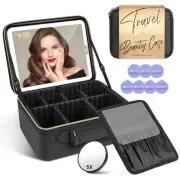 Makeup Organizer Adjustable Storage Case Travel Bag Led Mirror Train Light