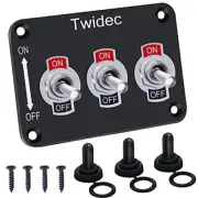 /3 Gang Rocker Toggle Switch Metal Panel with 16A 250V AC/12V DC SPST 2 Posit