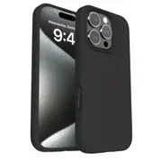 Premium Silicone Phone Case For iPhone 16 Pro Max Shockproof Microfiber Lining - Black