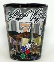 Las Vegas Nevada Grey Collage Outside Black Gambling Inside Shot Glass