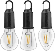Outdoor Camping Hanging Type-C Charging Retro Bulb Light, Rechargeable Tungsten Light Camping Lights Bulbs for Tent, Portable LED Tent Lights for Emergency, Fishing, Hiking, Backpacking (3Pcs)