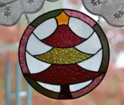 Handmade One of a Kind Stained Glass Purple Green Christmas Tree Holiday Decor
