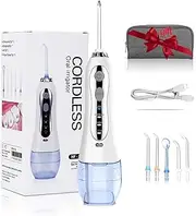 Portable Cordless Water Dental Flosser, 3 Mode 5 Jet Tips Electric Oral Irrigator USB Rechargeable, IPX7 Waterproof, Teeth Cleaner for Travel Home