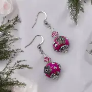 Pink drop earrings with crystals