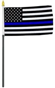 4"x6" Police Memorial Thin Blue Line Miniature Desk & Table Flags Flag