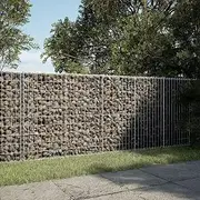 Gabion Basket with Cover 200x50x100 cm Galvanised Iron,Pots & Planters 24.15KG-3295143