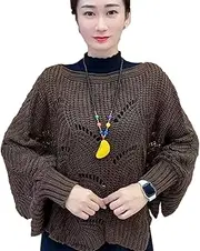 Winter Knitted Shawl Pullover,Pullover Bat Sleeve Knitted Shawl | Women Winter Knitwear Irregular Cloak Sweater for Cold Weather Foccar