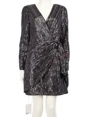 Striped Metallic Sequinned Mini Dress