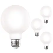 Diodesy 4PK G25 Dimmable Globe Milky Light Bulb, E26, 7W, 60W, 3000K 650LM, 120V