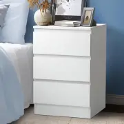 White Bedside Table with 3 Drawers Bed Side Table