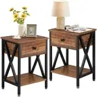 Nightstands Set of 2, Modern Bedside End Tables, Night Stands with Drawer and...