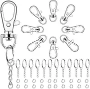 Jindizi 20PCS Detachable Swivel Lobster Clasp Clips Hook Alloy Key Ring Split Keychain Durable DIY for Key Split Ring （Silver）