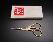 J.A.HENCKELS VTG Small Embroidery Gold Plated Scissors Made In Germany UNUSED